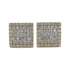 10K Yellow Gold Square Shape Baguette Diamond Earrings 1.16 CT 11.4MM