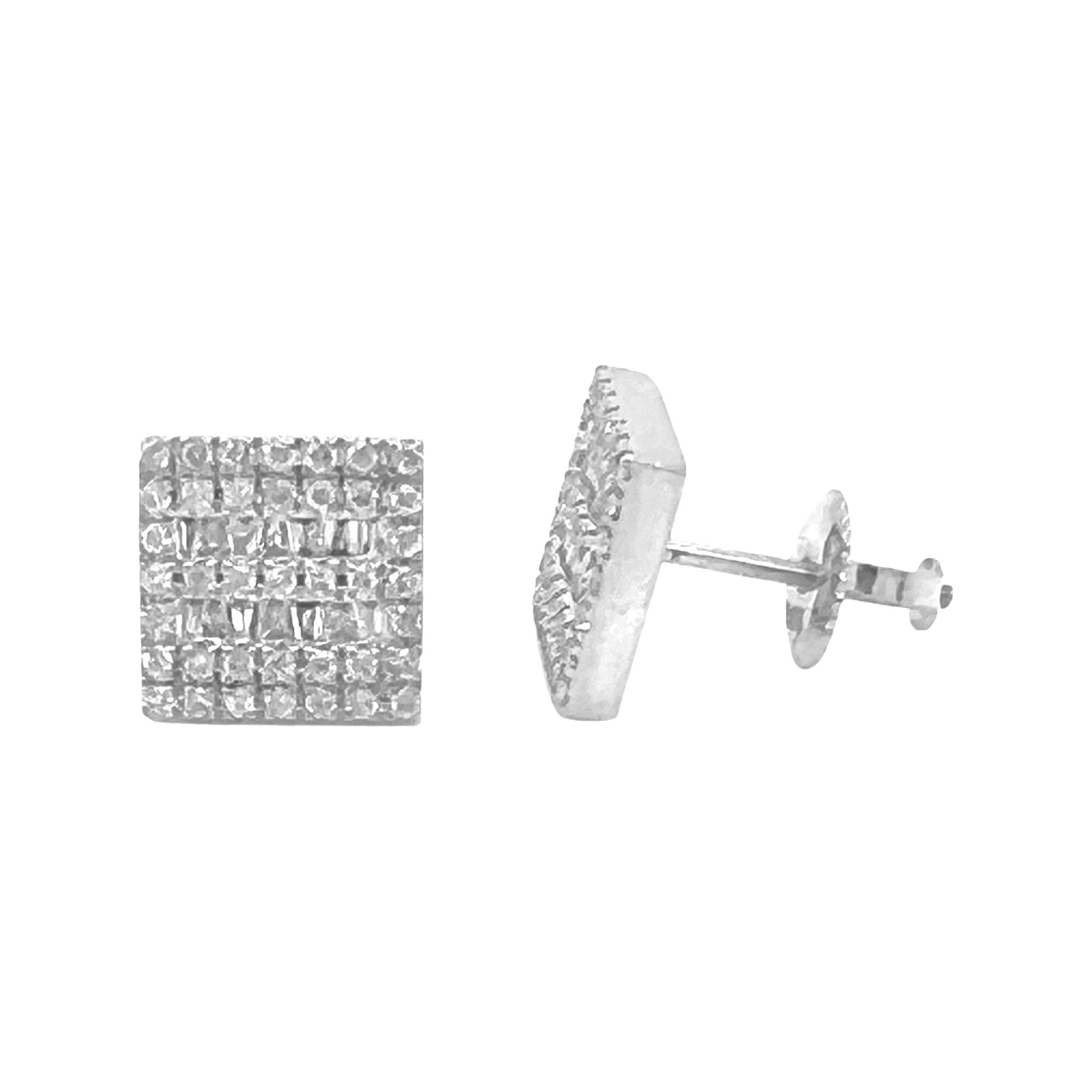 10K White Gold Square Shape Baguette Diamond Earrings 1.16 CT 11.4MM