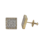 10K Yellow Gold Square Shape Baguette Diamond Earrings 1.16 CT 11.4MM