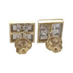 10K Yellow Gold Square Shape Baguette Diamond Earrings 1.16 CT 11.4MM