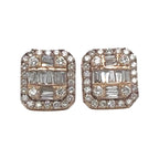 10K Rose Gold Halo Baguette Diamond Earrings 0.90 CT 9.2MM