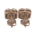 10K Rose Gold Halo Baguette Diamond Earrings 0.90 CT 9.2MM