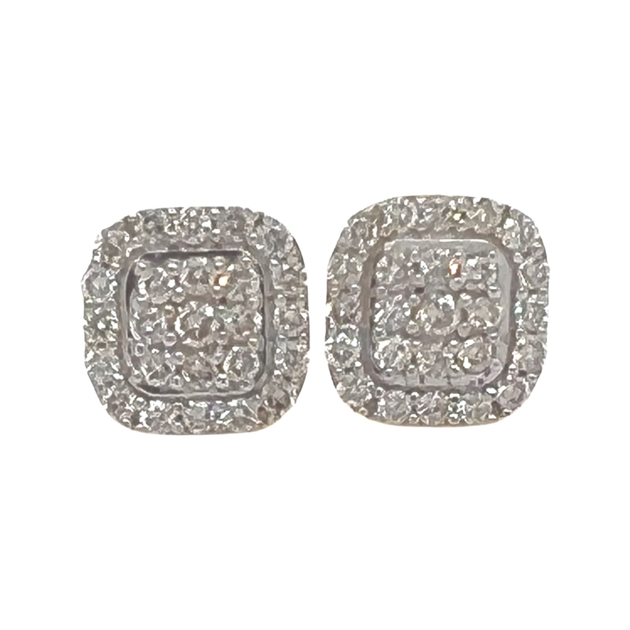 10K Yellow Gold Square Shape Diamond Earrings 1.0 CT 10MM
