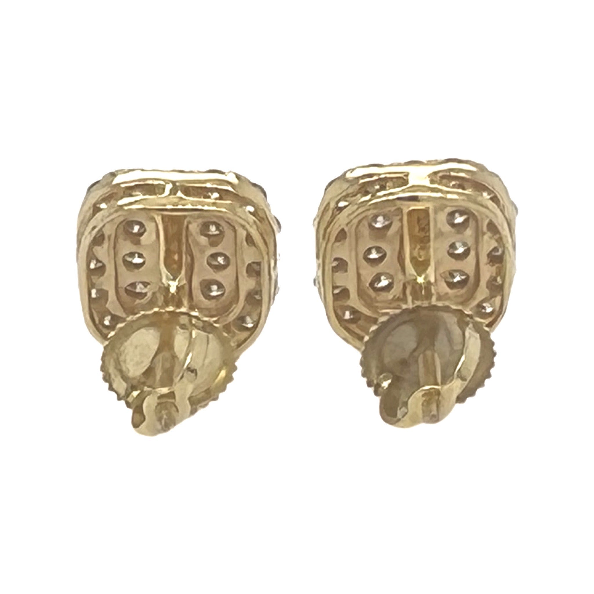 10K Yellow Gold Square Shape Diamond Earrings 1.0 CT 10MM