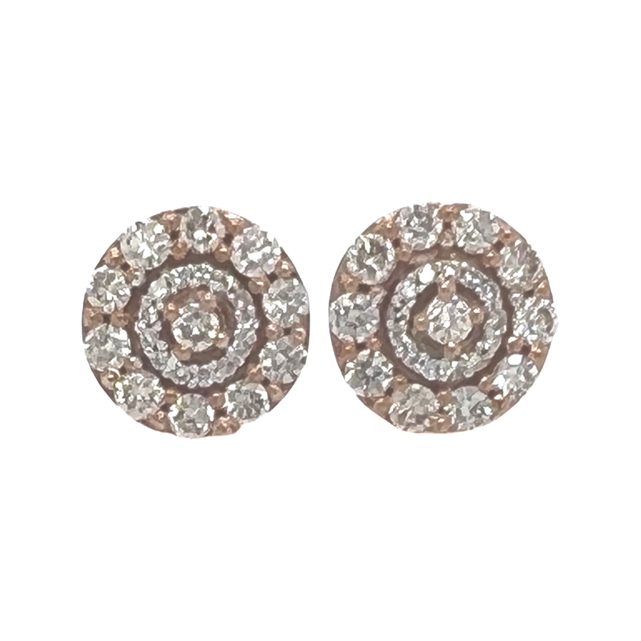 10K Rose Gold Round Cluster Diamond Earrings 1.10 CT 10.1MM