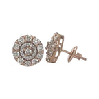 10K Rose Gold Round Cluster Diamond Earrings 1.10 CT 10.1MM