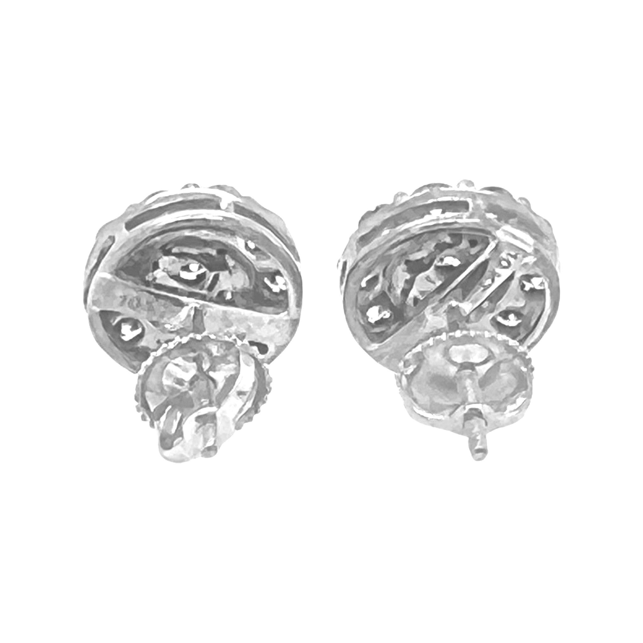 10K White Gold Round Cluster Diamond Earrings 1.10 CT 10.1MM
