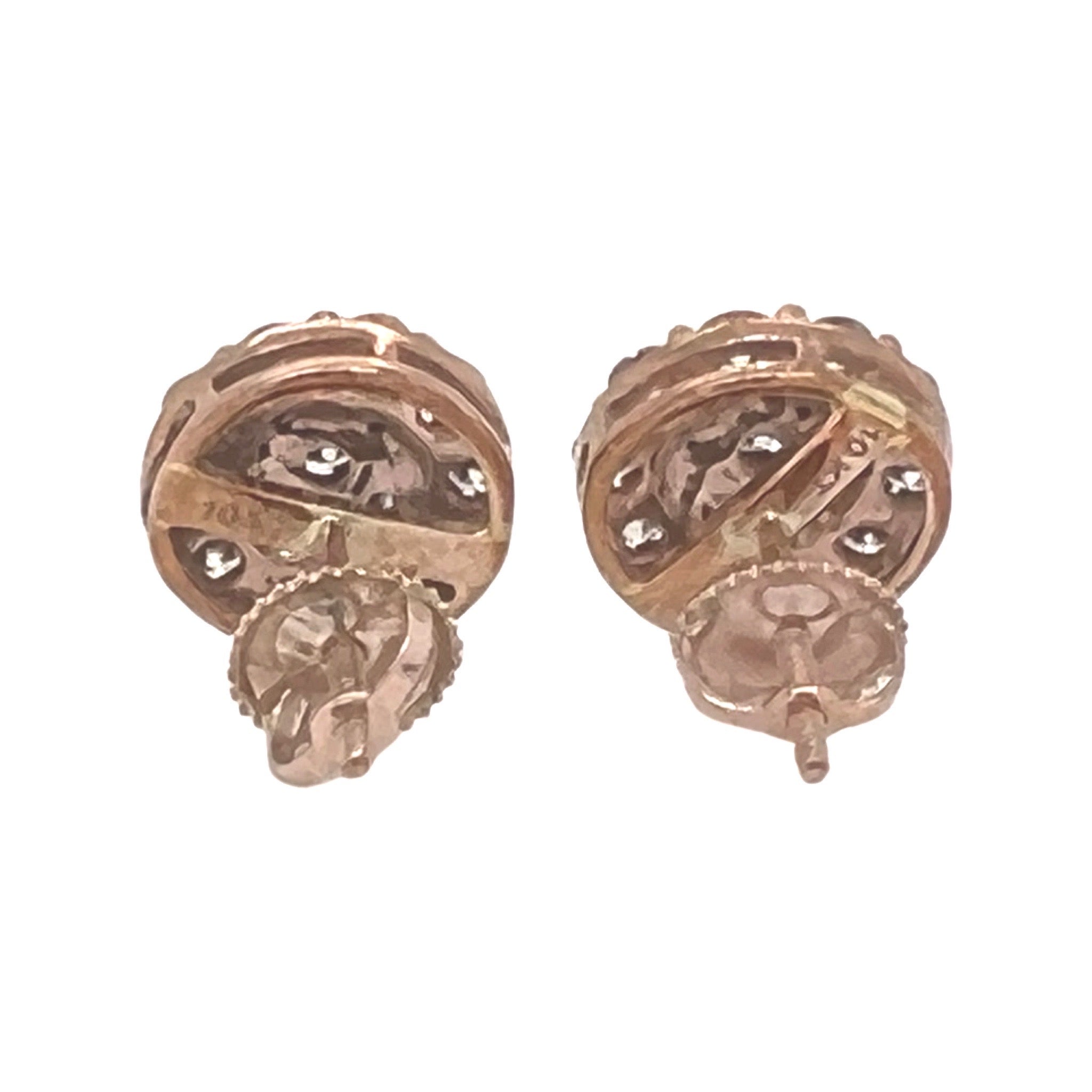 10K Rose Gold Round Cluster Diamond Earrings 1.10 CT 10.1MM