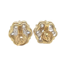 Load image into Gallery viewer, 10K Yellow Gold Flower Cluster Diamond Earrings 0.90 CT 6.9MM
