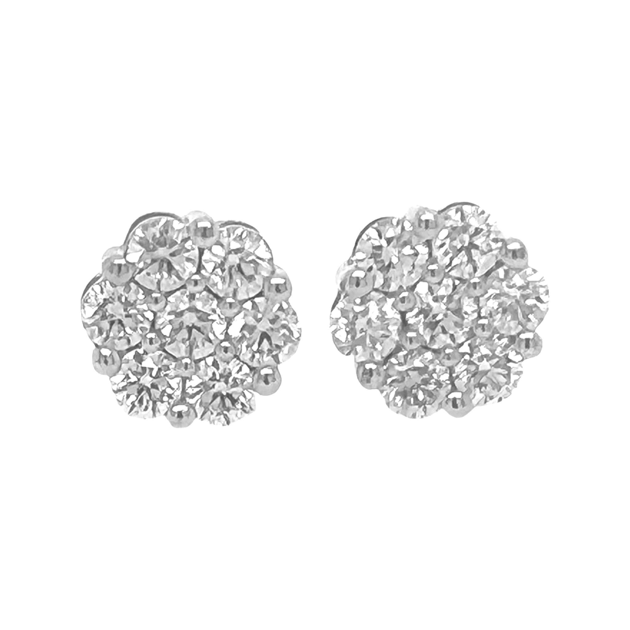 10K White Gold Flower Cluster Diamond Earrings 3.6 CT 12MM