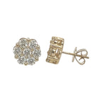 10K Yellow Gold Flower Cluster Diamond Earrings 2.8 CT 11.5MM