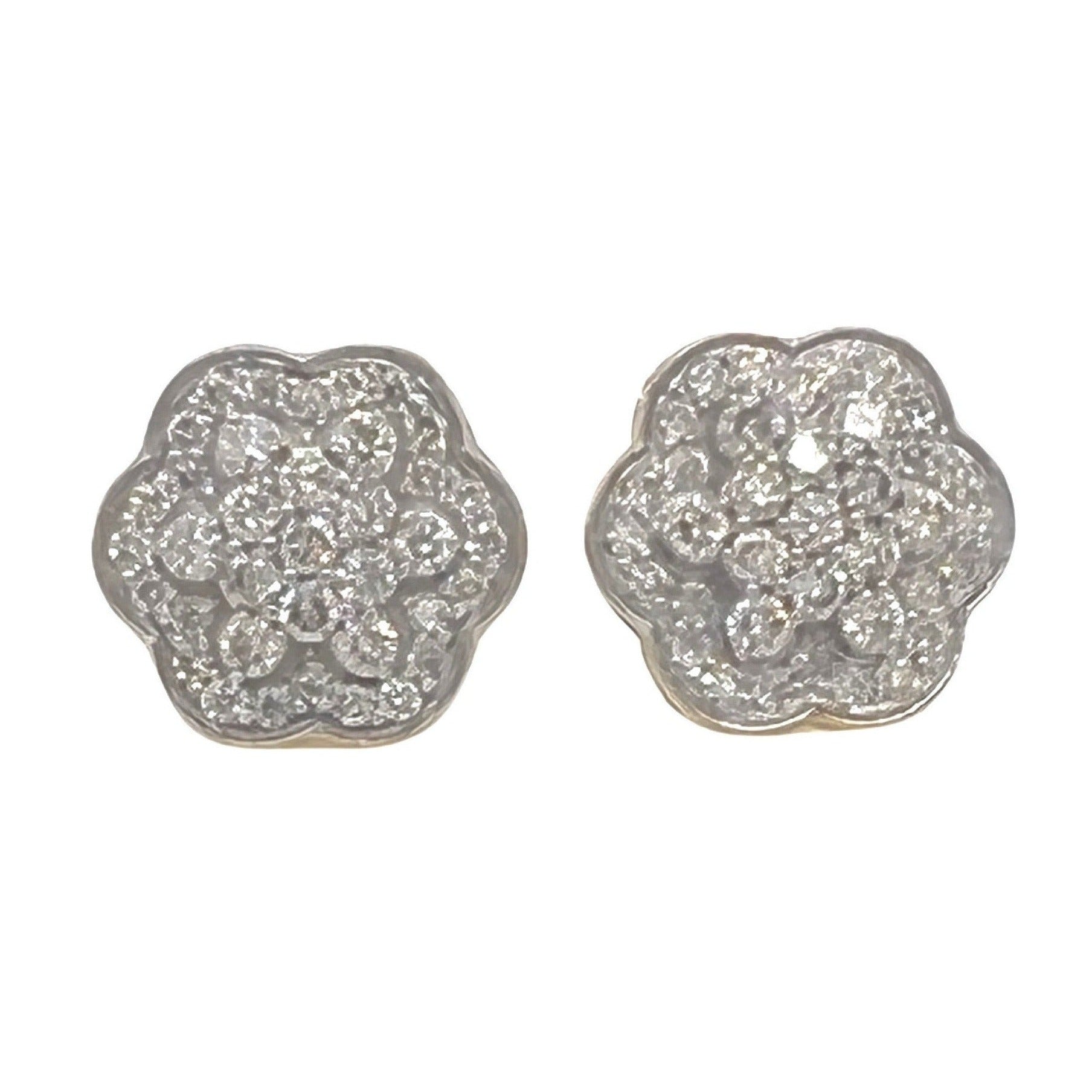 10K Yellow Gold Flower Cluster Diamond Earrings 1.0 CT 12MM