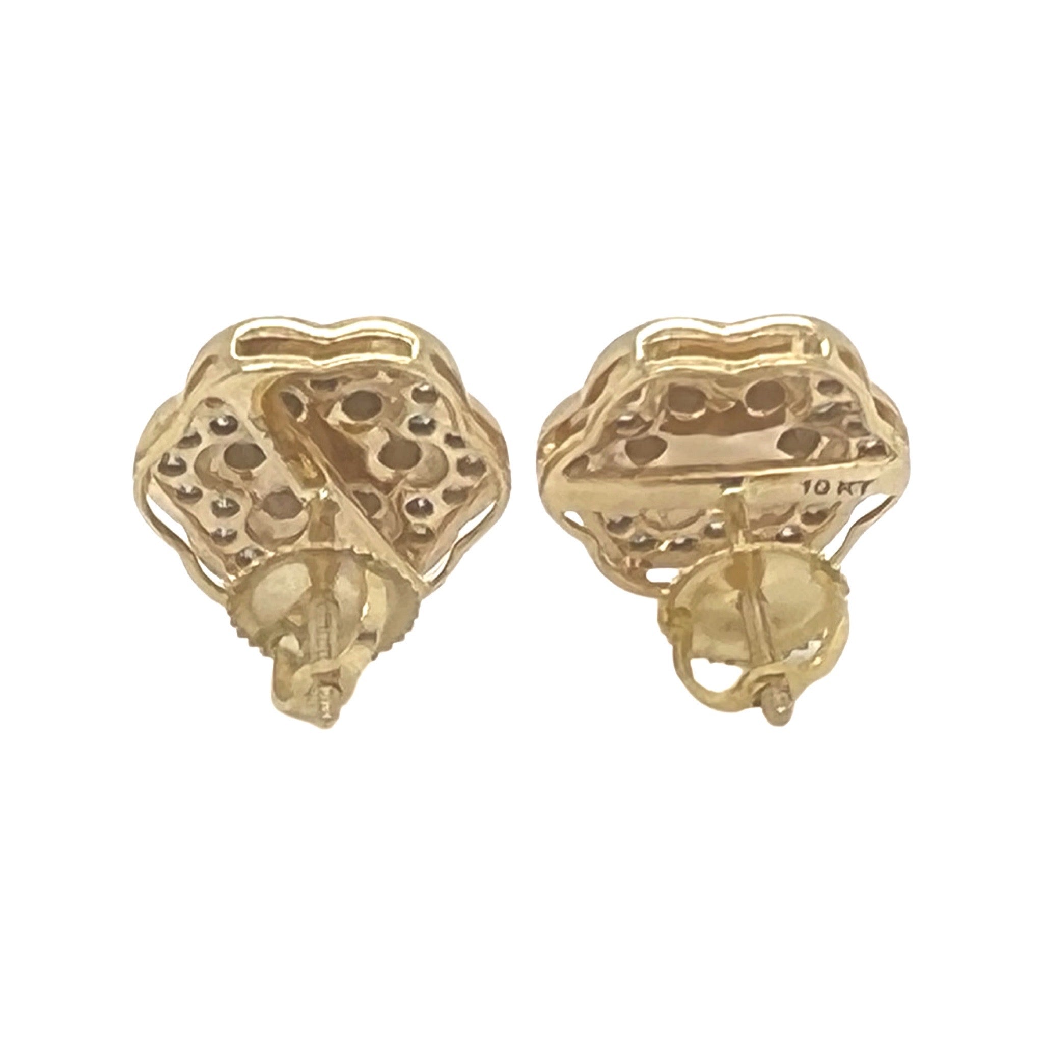 10K Yellow Gold Flower Cluster Diamond Earrings 1.0 CT 12MM
