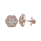 10K Rose Gold Flower Cluster Diamond Earrings 1.0 CT 12MM