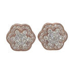 10K Rose Gold Flower Cluster Diamond Earrings 1.0 CT 12MM