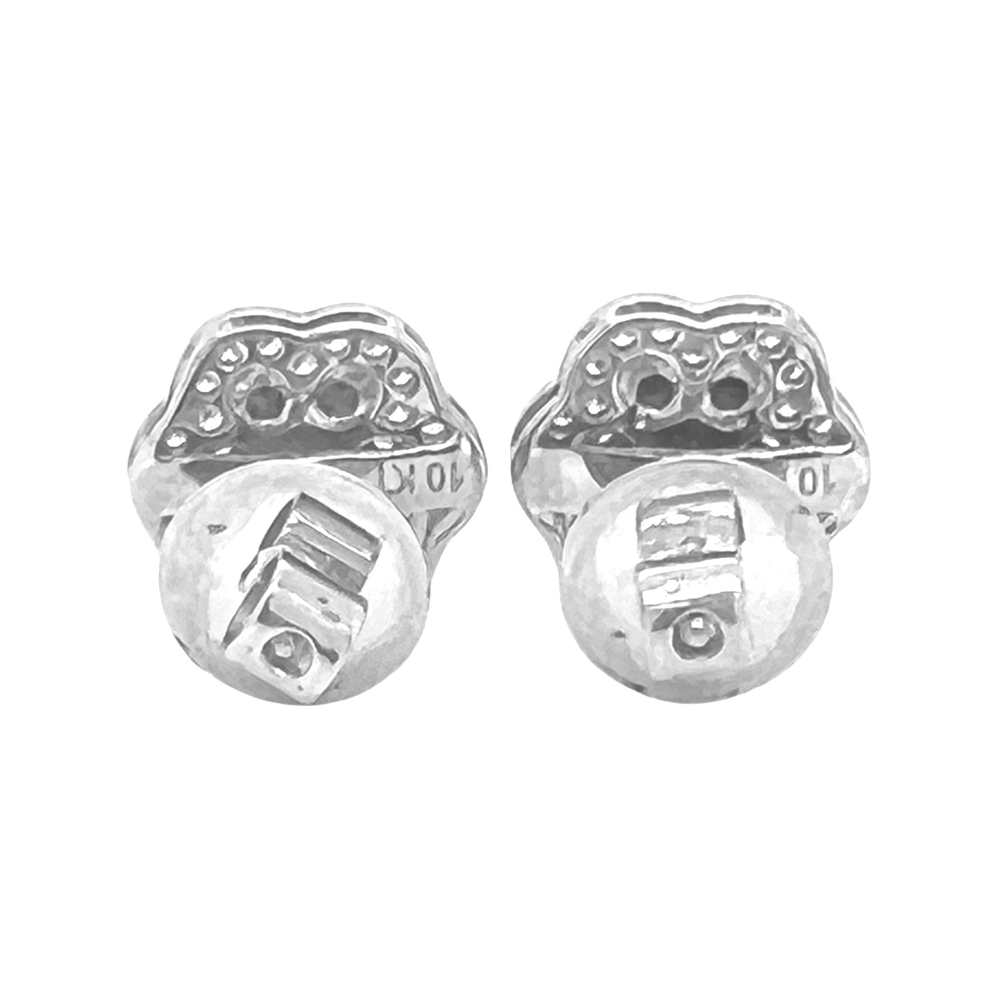 10K White Gold Flower Cluster Diamond Earrings 1.0 CT 12MM
