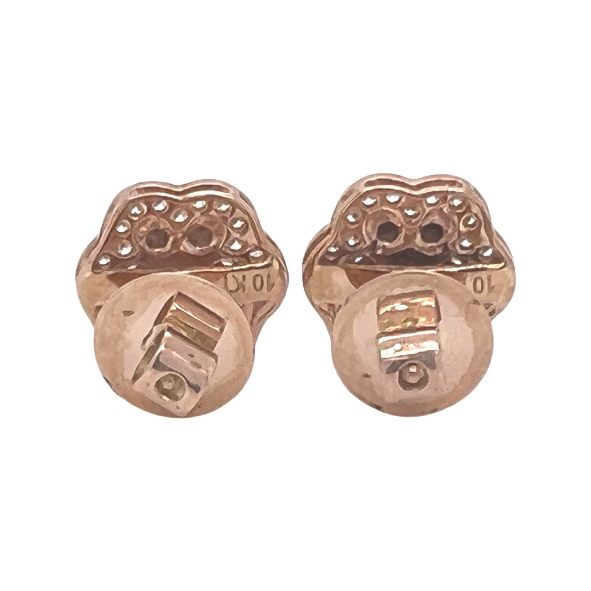 10K Rose Gold Flower Cluster Diamond Earrings 1.0 CT 12MM