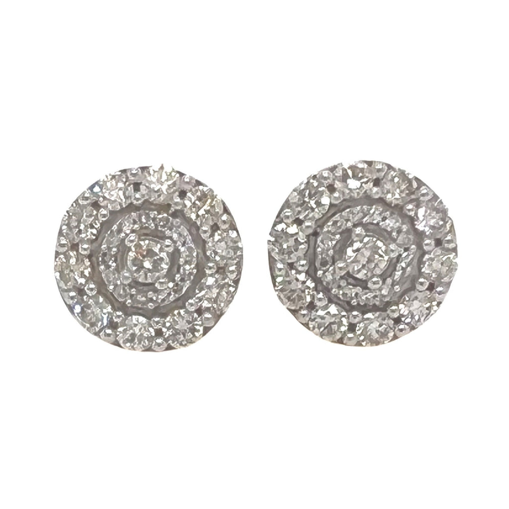 10K Yellow Gold Round Cluster Diamond Earrings 1.10 CT 10.1MM