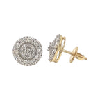 10K Yellow Gold Round Cluster Diamond Earrings 1.10 CT 10.1MM