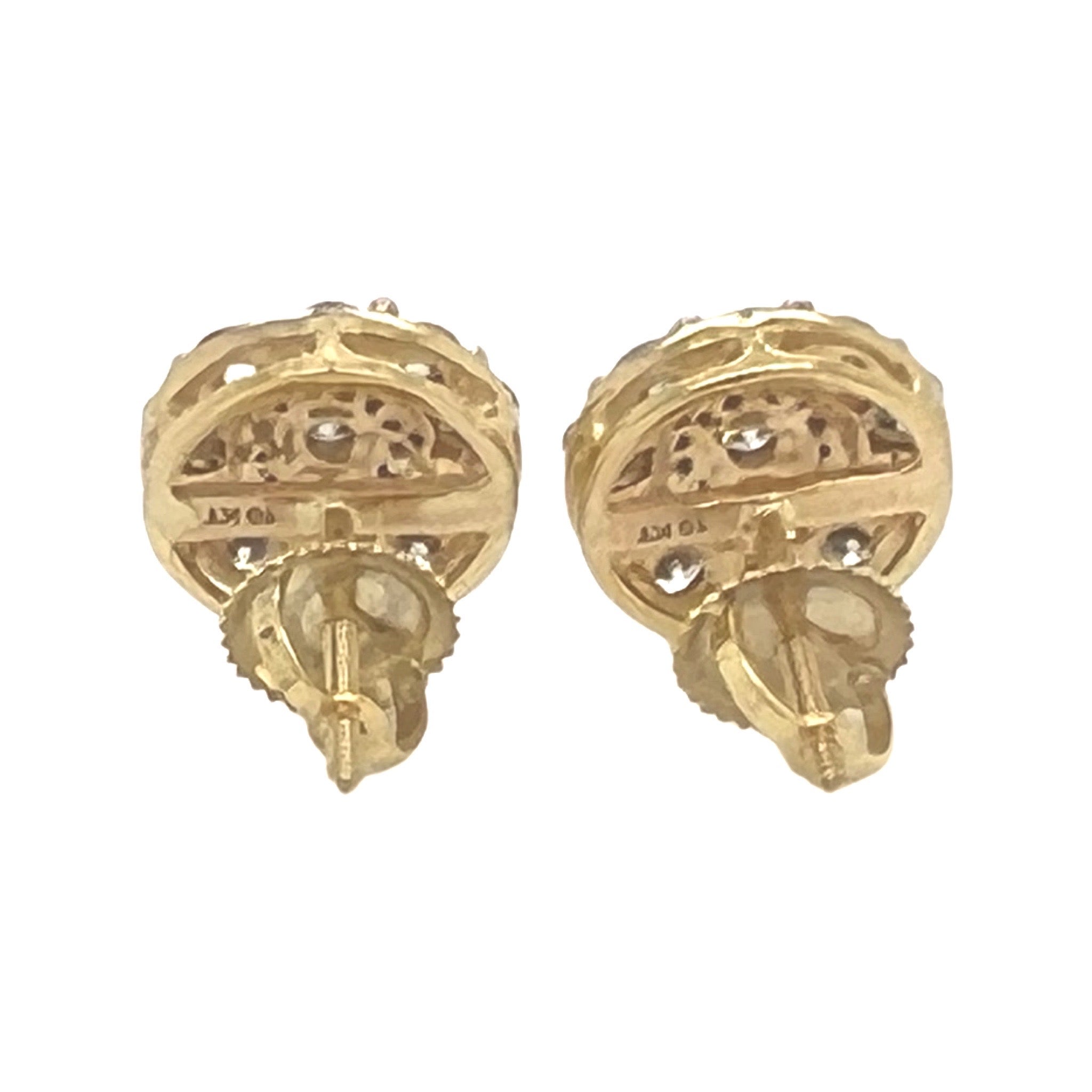 10K Yellow Gold Round Cluster Diamond Earrings 1.10 CT 10.1MM