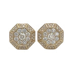 10K Yellow Gold Octagonal Shape Diamond Earrings 1.48 CT 12.7MM