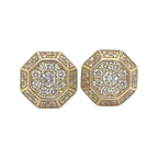 10K Yellow Gold Octagonal Shape Diamond Earrings 0.90 CT 10.8MM