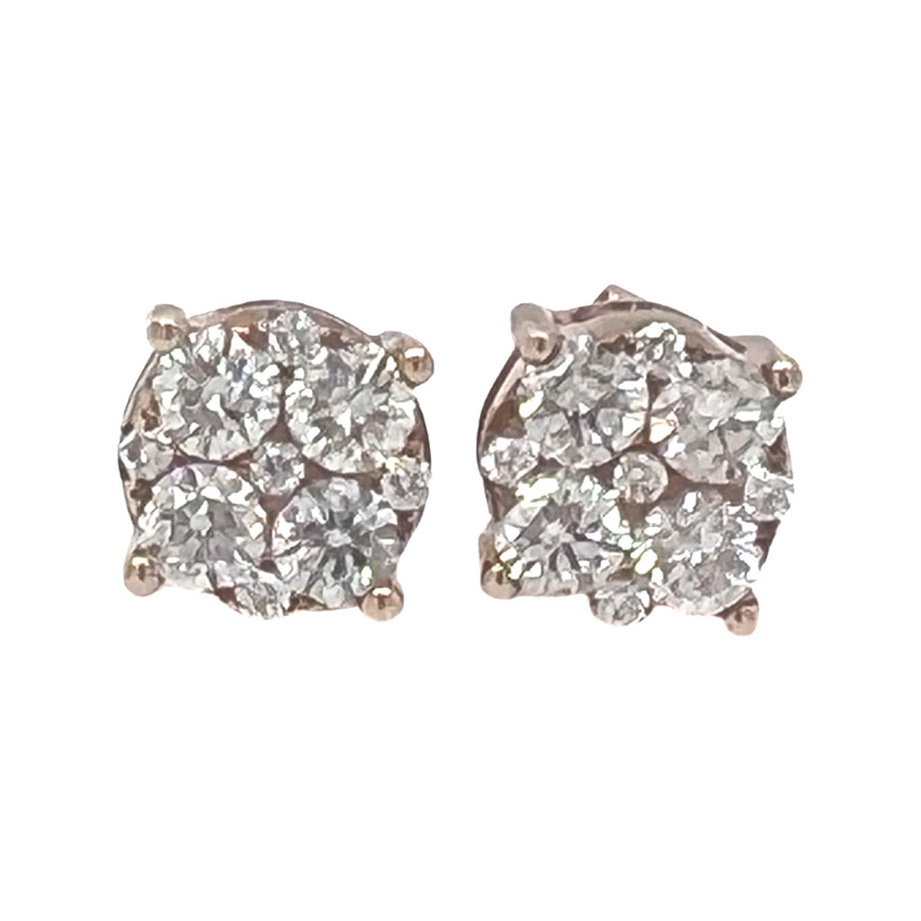 10K Rose Gold Round 4 Prong Diamond Earrings 1.34 CT 8.1MM