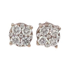 10K Rose Gold Round 4 Prong Diamond Earrings 1.34 CT 8.1MM