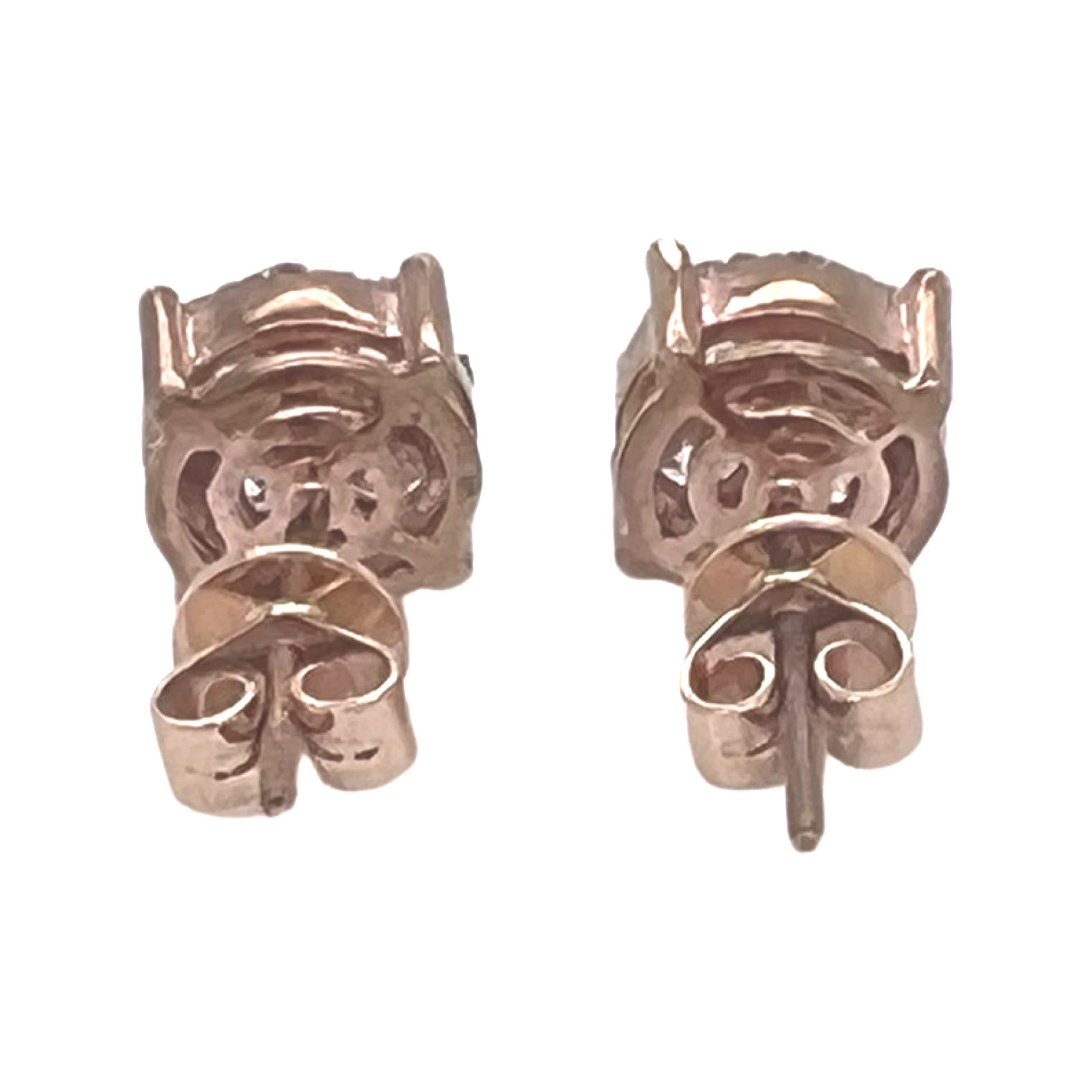 10K Rose Gold Round 4 Prong Diamond Earrings 1.34 CT 8.1MM