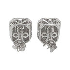 10K White Gold Halo Baguette Diamond Earrings 1.0 CT 10MM