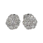 10K White Gold Flower Cluster Diamond Earrings 0.90 CT 6.9MM