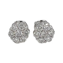 Load image into Gallery viewer, 10K White Gold Flower Cluster Diamond Earrings 0.49 CT 6MM
