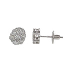 10K White Gold Flower Cluster Diamond Earrings 1.5 CT 7.8MM