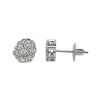 10K White Gold Flower Cluster Diamond Earrings 0.90 CT 6.9MM