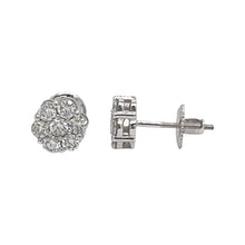Load image into Gallery viewer, 10K White Gold Flower Cluster Diamond Earrings 0.49 CT 6MM

