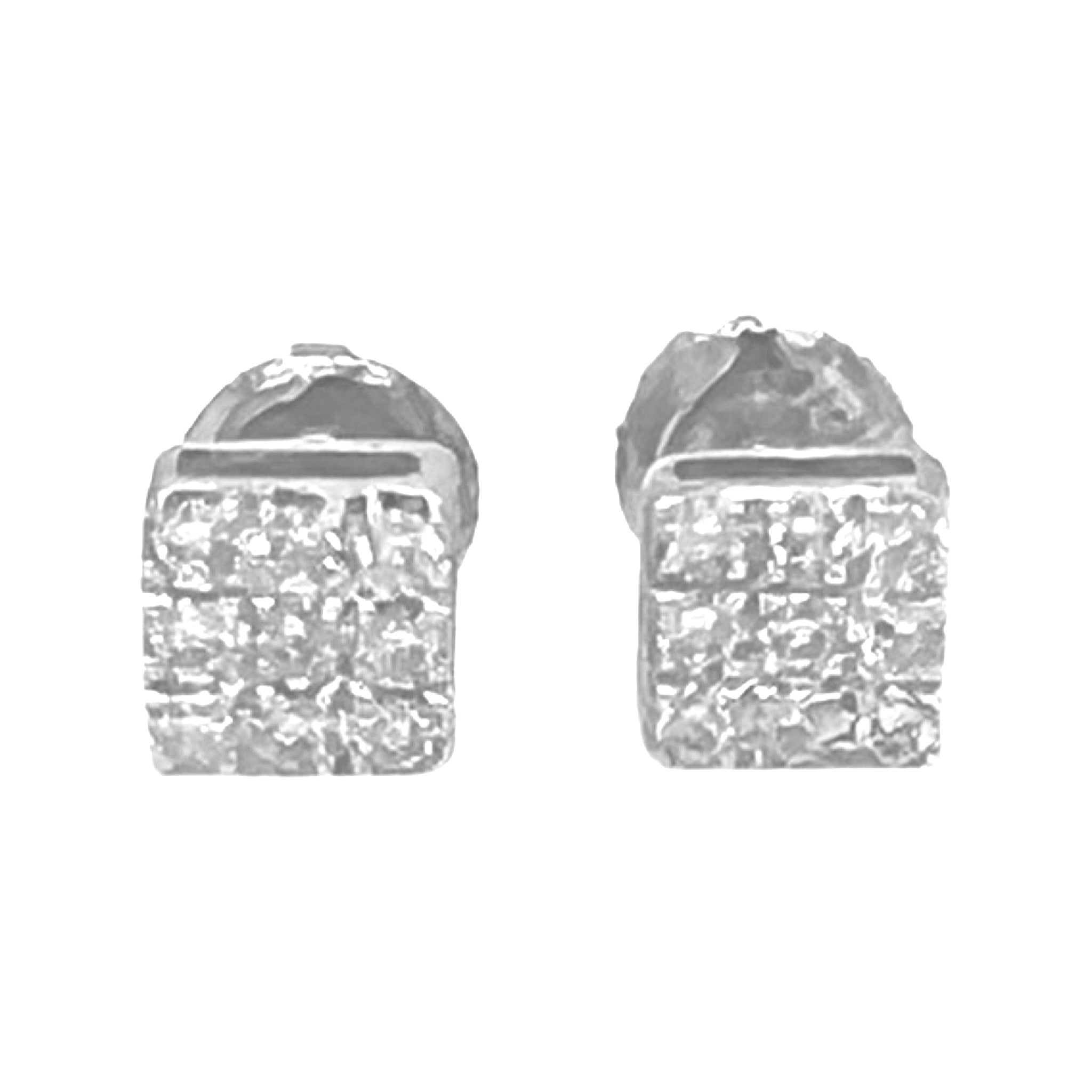 10K White Gold Square Shape Diamond Earrings 0.18 CT 5MM