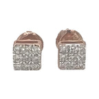 10K Rose Gold Square Shape Diamond Earrings 0.18 CT 5MM