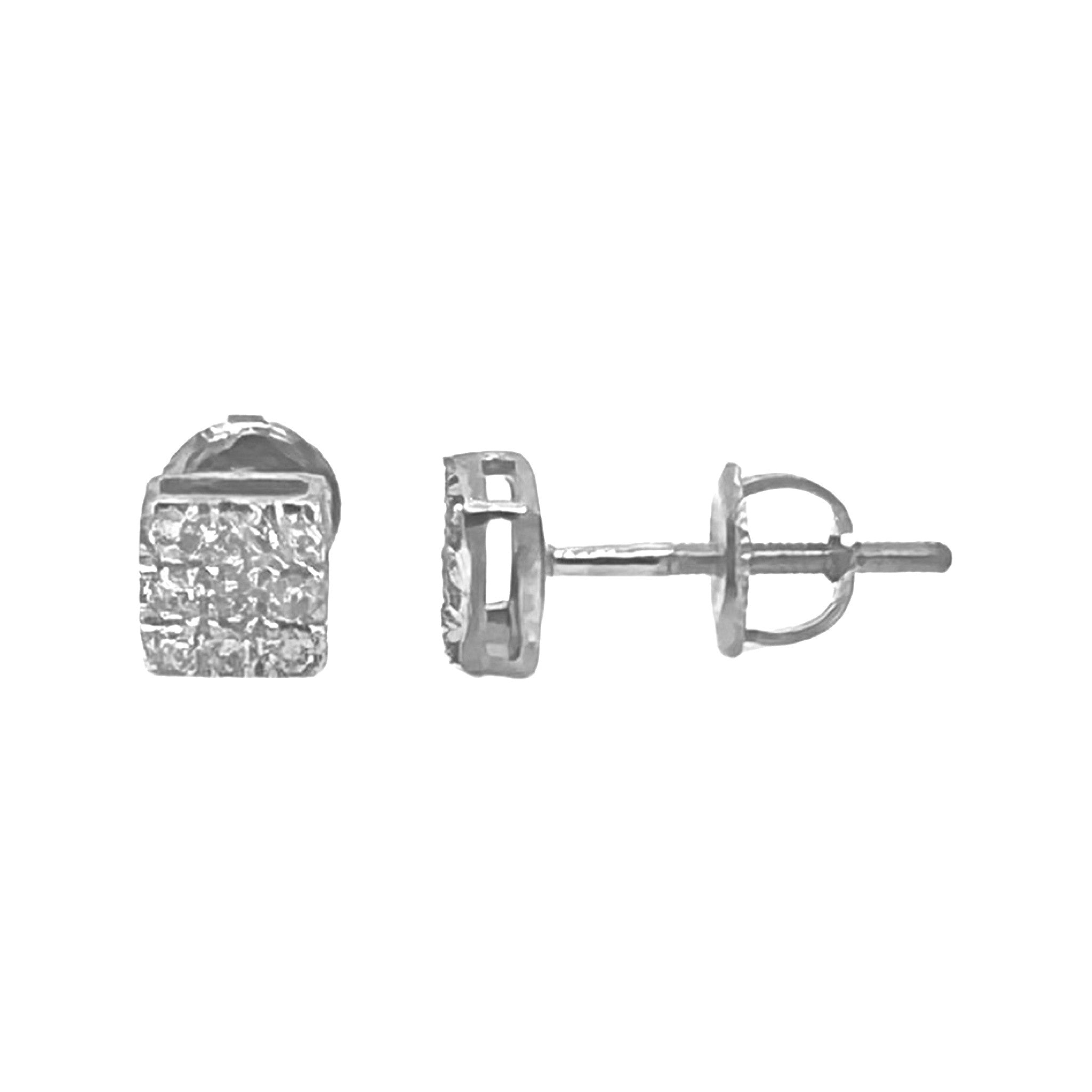 10K White Gold Square Shape Diamond Earrings 0.18 CT 5MM