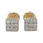 10K Yellow Gold Square Shape Diamond Earrings 0.18 CT 5MM
