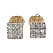 Load image into Gallery viewer, 10K Yellow Gold Square Shape Diamond Earrings 0.18 CT 5MM
