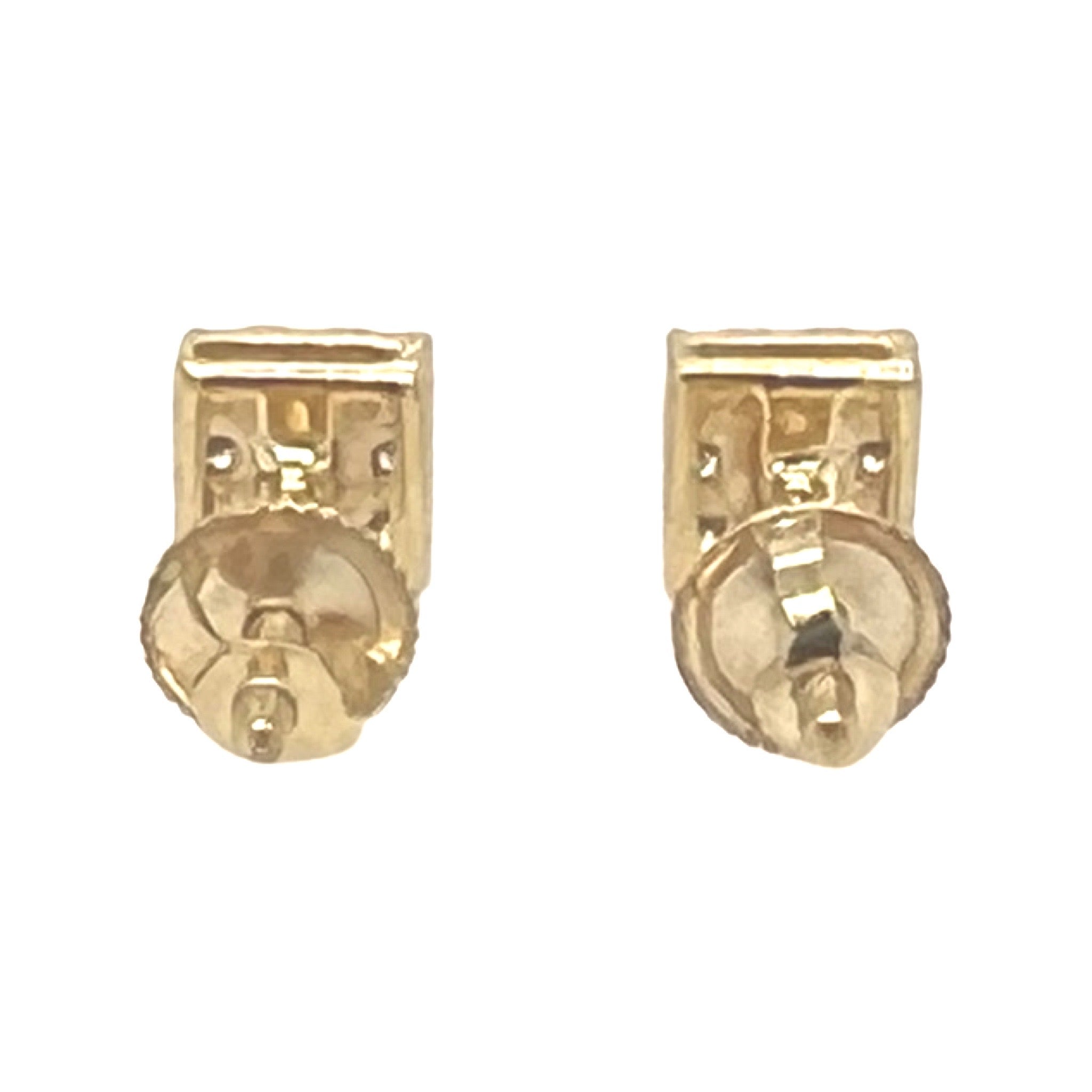 10K Yellow Gold Square Shape Diamond Earrings 0.18 CT 5MM