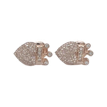 Load image into Gallery viewer, 10K Rose Gold Crown Heart Diamond Earrings 0.36 CT 7.8MM
