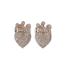 Load image into Gallery viewer, 10K Rose Gold Crown Heart Diamond Earrings 0.36 CT 7.8MM
