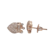 Load image into Gallery viewer, 10K Rose Gold Crown Heart Diamond Earrings 0.36 CT 7.8MM
