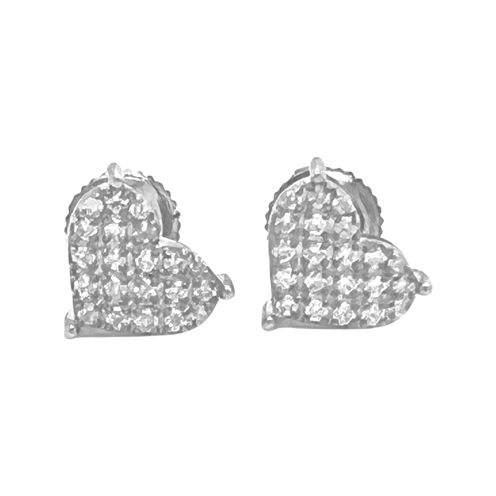 10K White Gold Heart Shape Diamond Earrings 0.52 CT 8.7MM