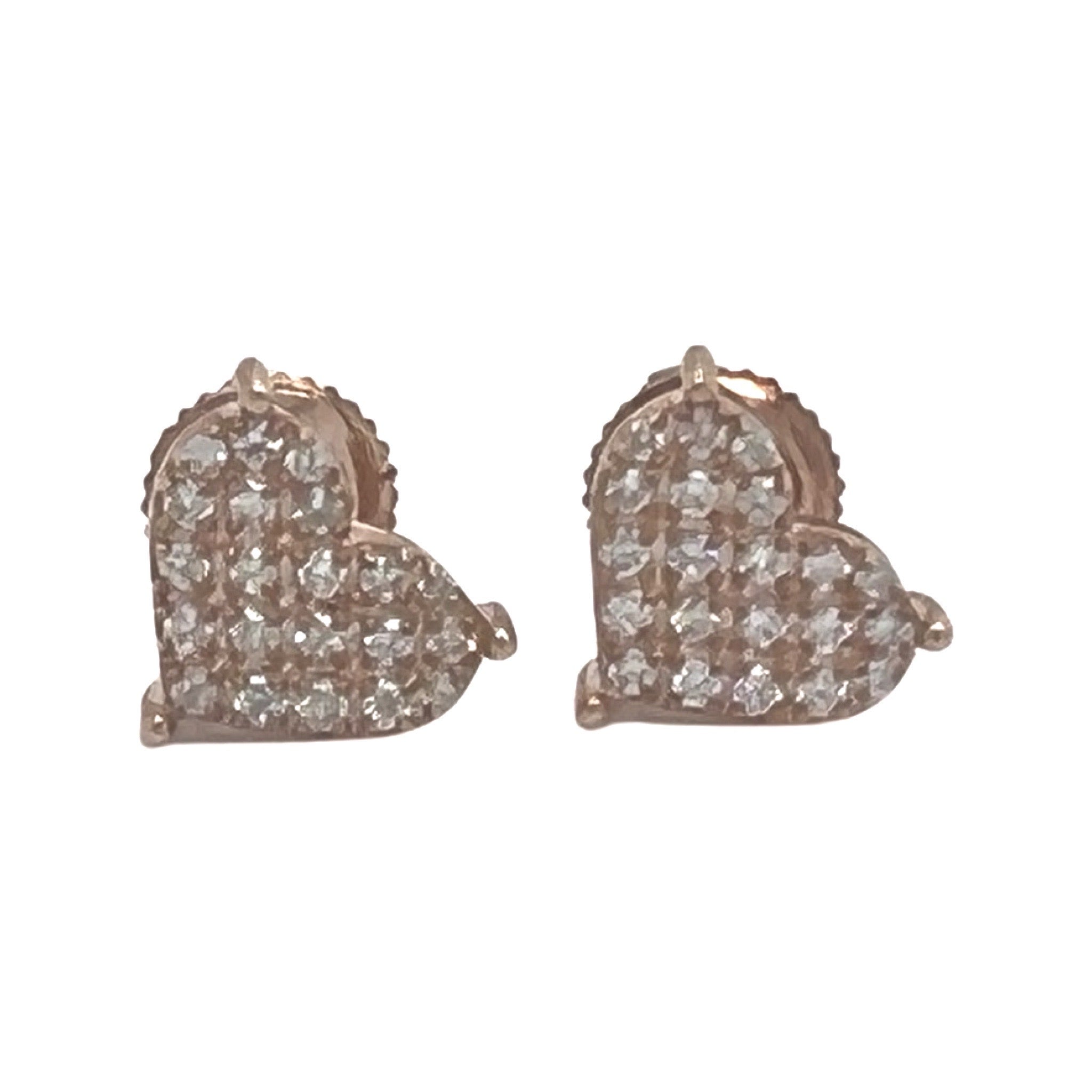 10K Rose Gold Heart Shape Diamond Earrings 0.52 CT 8.7MM