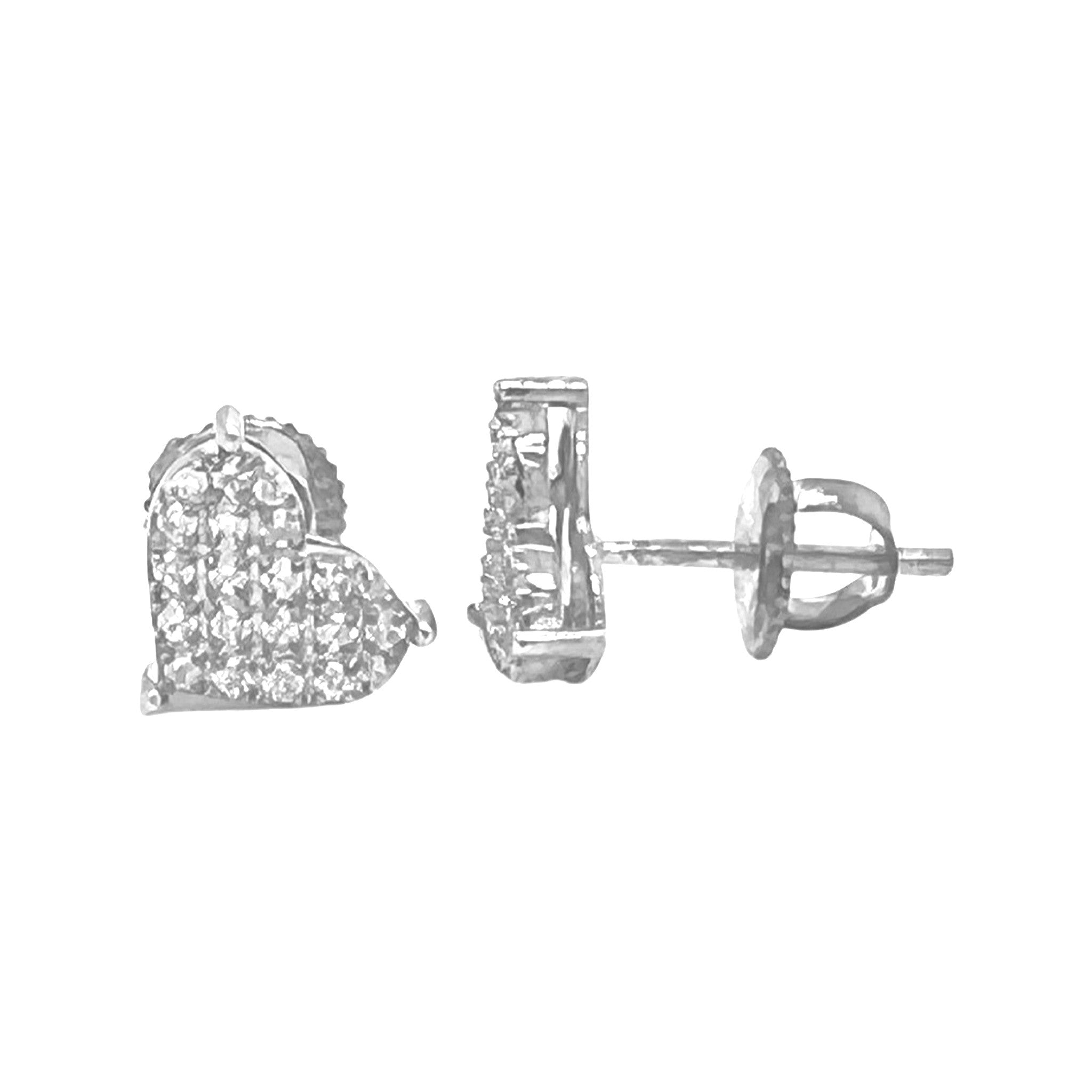 10K White Gold Heart Shape Diamond Earrings 0.52 CT 8.7MM