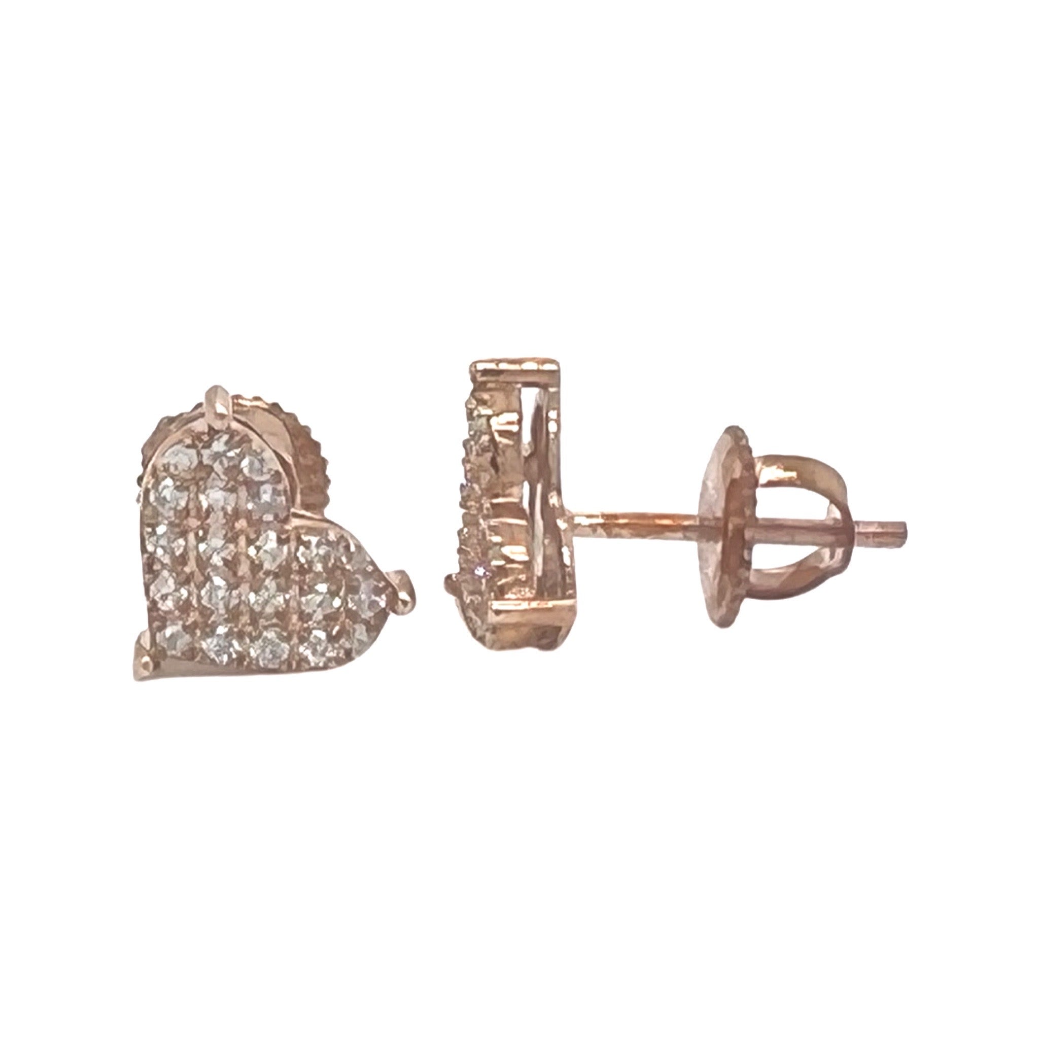 10K Rose Gold Heart Shape Diamond Earrings 0.52 CT 8.7MM