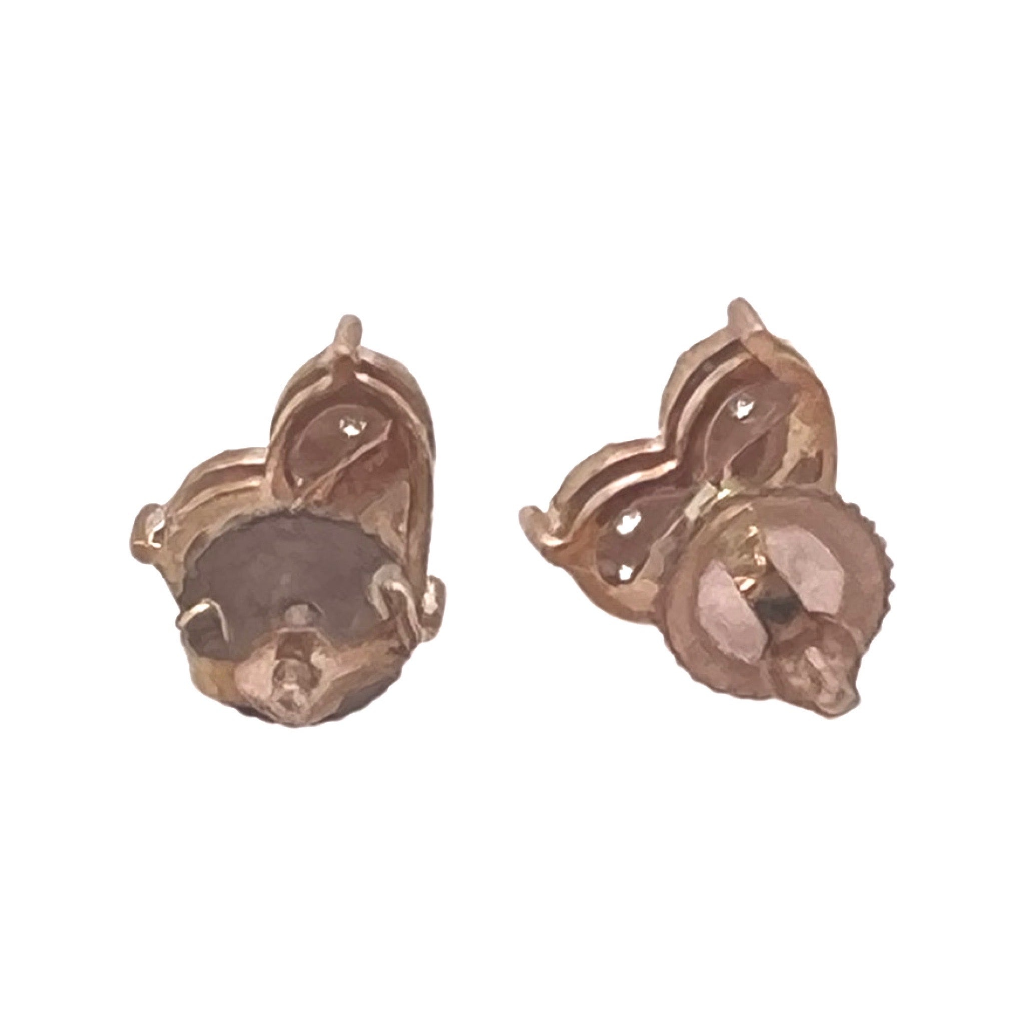 10K Rose Gold Heart Shape Diamond Earrings 0.52 CT 8.7MM