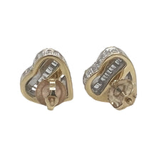 Load image into Gallery viewer, 10K Yellow Gold 3D Heart Shape Baguette Diamond Earrings 1.44 CT 11.2MM
